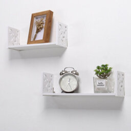 Living And Home Set Of 2 White Modern U Shape Wall Floating Shelves Display Rack Hanging Shelves For Wall Decor - thumbnail 2
