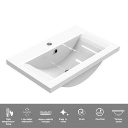Probaty Bathrooms Vanity Unit Glossy White Mdf,500X385X450mm,wall Mounted,detachable,2 Drawers With Ceramic Basin - thumbnail 8