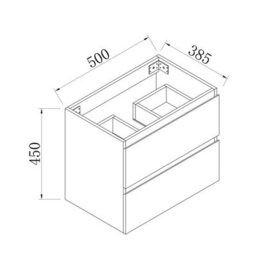 Probaty Bathrooms Vanity Unit Glossy White Mdf,500X385X450mm,wall Mounted,detachable,2 Drawers With Ceramic Basin - thumbnail 7