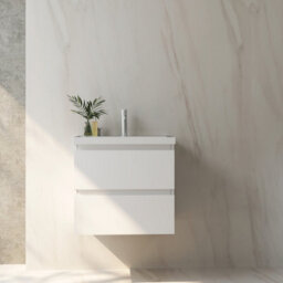 Probaty Bathrooms Vanity Unit Glossy White Mdf,500X385X450mm,wall Mounted,detachable,2 Drawers With Ceramic Basin - thumbnail 4