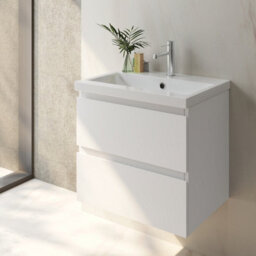 Probaty Bathrooms Vanity Unit Glossy White Mdf,500X385X450mm,wall Mounted,detachable,2 Drawers With Ceramic Basin - thumbnail 2