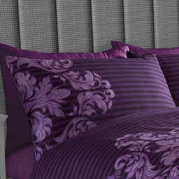Gc Gaveno Cavailia Royal Damask Duvet Cover Bedding Set Purple Single 2Pc With Reversible Damask Printed Quilt Cover - thumbnail 2