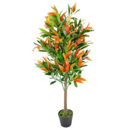 Artificial 130Cm Leaf Realistic Red Robin Artificial Ficus Tree Photinia Red Green
