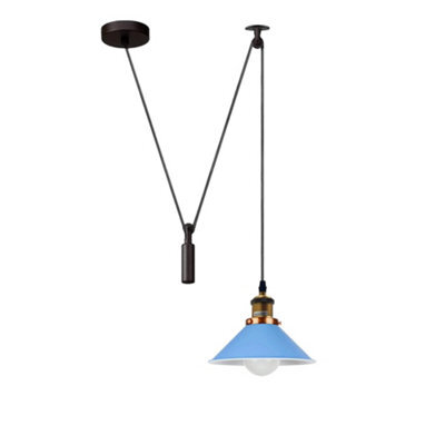 Blue Industrial Pendant Light Vintage Edison 22Cm Metal Shade Adjustable 2M Cable Ceiling Lamp For Kitchen Island - image 1