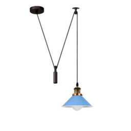 Blue Industrial Pendant Light Vintage Edison 22Cm Metal Shade Adjustable 2M Cable Ceiling Lamp For Kitchen Island - thumbnail 1