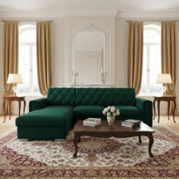 Roma Corner Sofa Bed With Storage For Living Room Polyurethane Foam Wave Springs Metal Legs Frame 267X85X185Cm Green Left - thumbnail 2