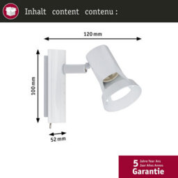 Paulmann 66702 Teja Spotlight Max. 10 Watts Spot White Wall Luminaire Metal Wall Lamp Gu10 - thumbnail 4