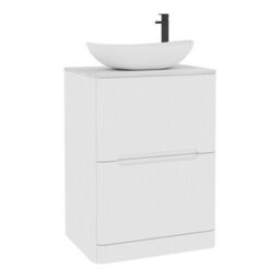 Royal Bathrooms Venice 600mm Gloss White Freestanding Bathroom Countertop Vanity Unit 2 Drawer With Cesar Basin - thumbnail 7