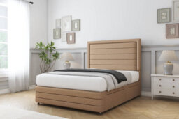 "Sloomy Ashford Latte Dumfries Divan Bed Base 2 Drawers Left Side-54"" Floor Standing Headboard  12"" Footboard 2'6 Small Single" - thumbnail 3
