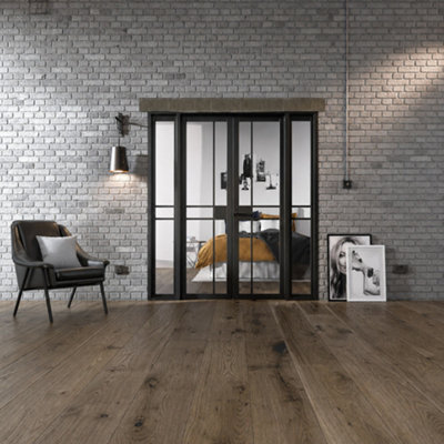 Lpd Greenwich Clear Glazed Industrial Black Internal Pine Door, (H)2031mm (W)1904mm (T)35mm - image 1