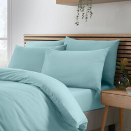 Catherine Lansfield So Soft Non-Iron Double Duvet Cover Set With Pillowcases Duck Egg Blue - thumbnail 2