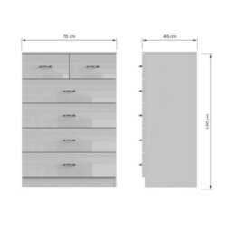 6 Drawer Chest Of Drawer Bedroom Furniture Metal Polished Handles - thumbnail 2