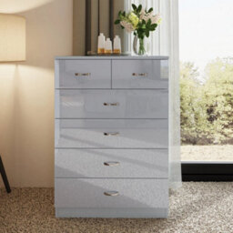 6 Drawer Chest Of Drawer Bedroom Furniture Metal Polished Handles - thumbnail 3