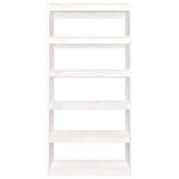 Berkfield Book Cabinet/room Divider White 80X30X167.4 Cm Solid Wood Pine - thumbnail 5