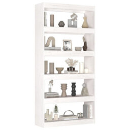 Berkfield Book Cabinet/room Divider White 80X30X167.4 Cm Solid Wood Pine - thumbnail 4