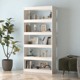 Berkfield Book Cabinet/room Divider White 80X30X167.4 Cm Solid Wood Pine - thumbnail 3