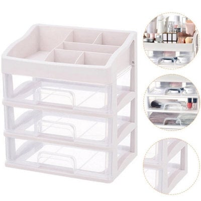 Makeup Storage Box Cosmetic Stationery Drawer Tabletop Plastic Organiser Holder - image 1