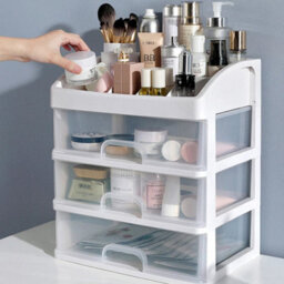 Makeup Storage Box Cosmetic Stationery Drawer Tabletop Plastic Organiser Holder - thumbnail 3