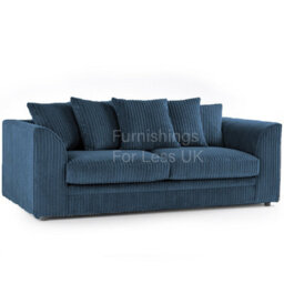 Furnishings For Less UK Luxor Jumbo Cord Blue Fabric 3 Seater Sofa - thumbnail 1