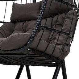 Living And Home Black 2-Seater Swing Hanging Egg Chair With Metal Stand, Foldable Hanging Chair, Outdoor & Indoor - thumbnail 8