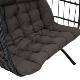 Living And Home Black 2-Seater Swing Hanging Egg Chair With Metal Stand, Foldable Hanging Chair, Outdoor & Indoor - thumbnail 7