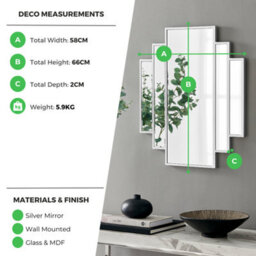 Furniturebox Uk Deco Small 1920S Inspired Art Deco Silver Framed Wall Mirror - thumbnail 3