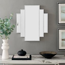 Furniturebox Uk Deco Small 1920S Inspired Art Deco Silver Framed Wall Mirror - thumbnail 4