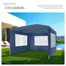 Tectake Gazebo Barinas With 3 Side Panels, Water-Resistant, 3X3M 300 X 300 X 250 Cm - Blue - thumbnail 7