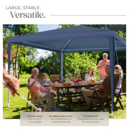 Tectake Gazebo Barinas With 3 Side Panels, Water-Resistant, 3X3M 300 X 300 X 250 Cm - Blue - thumbnail 3