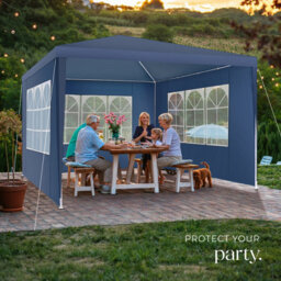 Tectake Gazebo Barinas With 3 Side Panels, Water-Resistant, 3X3M 300 X 300 X 250 Cm - Blue - thumbnail 8