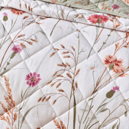 Catherine Lansfield Brushed Grasmere Floral Cotton Reversible 200X220Cm Quilted Bedspread Green - thumbnail 3