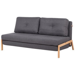 Beliani Sofa Bed 2 Seater Edland Fabric Dark Grey - thumbnail 4