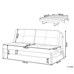 Beliani Sofa Bed 2 Seater Edland Fabric Dark Grey - thumbnail 3