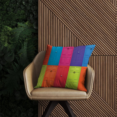 Warren Reed Designer Colourful English Doors Outdoor Cushion 60Cm X 60Cm
