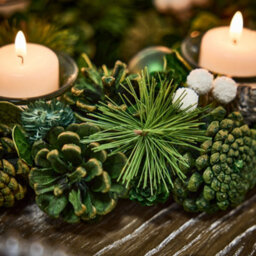 Dibor Woodland Green Round Table Centrepiece Christmas Decoration Candle Holder Tealight Holder 30Cm - thumbnail 4