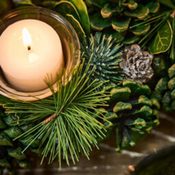 Dibor Woodland Green Round Table Centrepiece Christmas Decoration Candle Holder Tealight Holder 30Cm - thumbnail 5