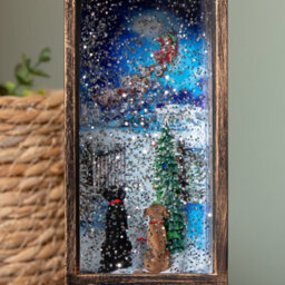 Samuel Alexander 31Cm Dual Powered Light Up Glitter Christmas Water Spinner With Cat & Dog Scene - thumbnail 5