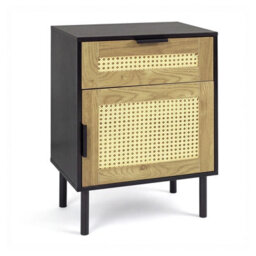Costway Rattan Nightstand Boho Bedside Table End Table With Drawer - thumbnail 7