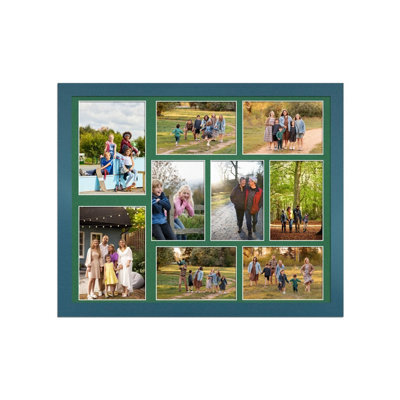 AK Frames 20X16 Navy Blue Sleek Multi Photo Frame With Emerald Mount - Holds 9 Apertures (2X) 7X5, (7X) 6X4 Photos - image 1