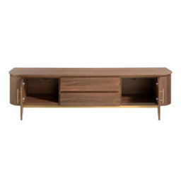Angel Cerda Elegant Walnut Tv Stand With Golden Steel Legs - thumbnail 6