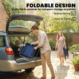 Outsunny Folding Garden Chairs Set Of 4 With High Back, Armrests, Navy Blue - thumbnail 5