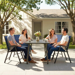 Outsunny Folding Garden Chairs Set Of 4 With High Back, Armrests, Navy Blue - thumbnail 9
