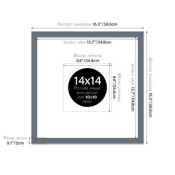 "14X14"" Grey Picture Frame - 14X14"" Square Frame With 10X10"" Mount For 14X14""/10X10"" Pictures Vintage Style Gallery Wall, 1 Pack" - thumbnail 2