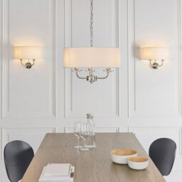 Luminosa Lighting Luminosa Nixon 2 Light Indoor Candle Wall Light Nickel Plate, White Faux Silk, E14 - thumbnail 3