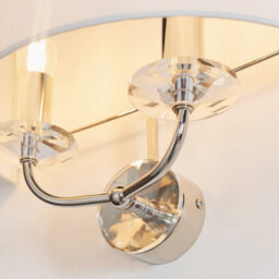 Luminosa Lighting Luminosa Nixon 2 Light Indoor Candle Wall Light Nickel Plate, White Faux Silk, E14 - thumbnail 5