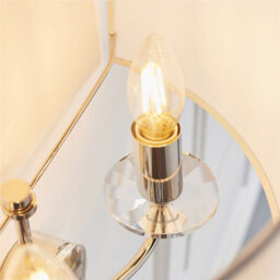 Luminosa Lighting Luminosa Nixon 2 Light Indoor Candle Wall Light Nickel Plate, White Faux Silk, E14 - thumbnail 6