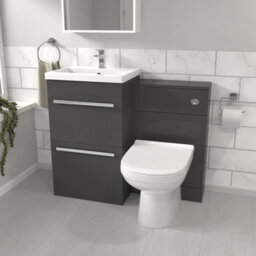 Nes Home Dark Grey Basin Vanity Cabinet With Wc Unit & Soft Close Toilet - thumbnail 1