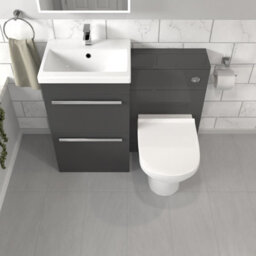 Nes Home Dark Grey Basin Vanity Cabinet With Wc Unit & Soft Close Toilet - thumbnail 3