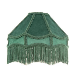 Happy Homewares Traditional Victorian Empire Lampshade In Soft Forest Green Velvet With Tassels