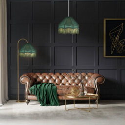 Happy Homewares Traditional Victorian Empire Lampshade In Soft Forest Green Velvet With Tassels - thumbnail 6